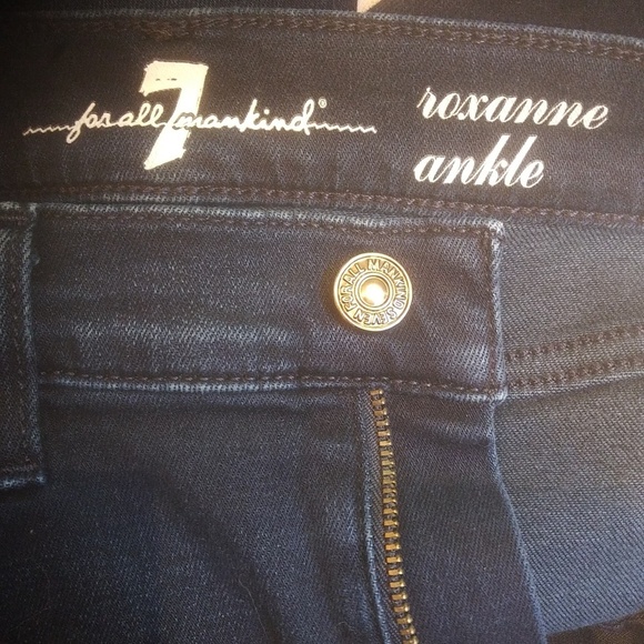 7FAMK Roxanne Ankle Skinny Dark Wash Raw Hem Size 25 Women Jeans - Picture 9 of 12